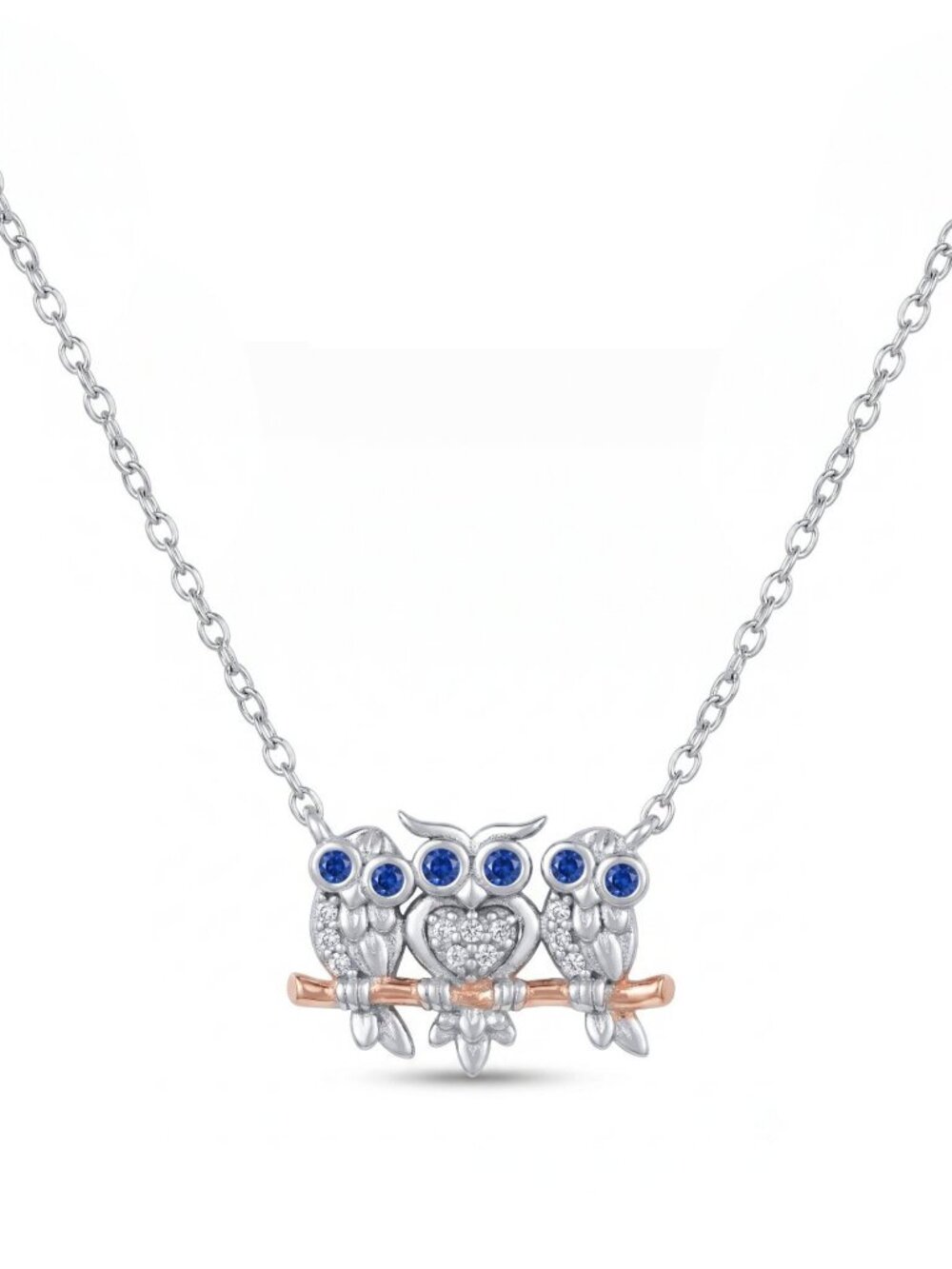 Silver Owl Necklace - 925 Sterling Silver, 2019 Charmed Aroma Owl Baby with Mama